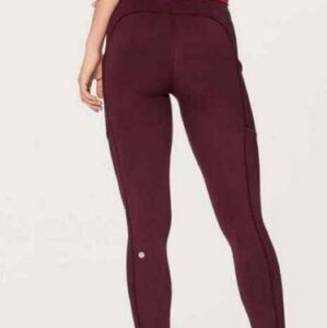 Lululemon burgundy leggings w pockets sz 12 Like New!